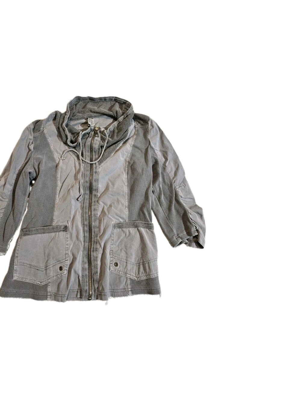 xcvi jacket Women's Sz S Lightweight 3/4 Sleeves Ruched Gray